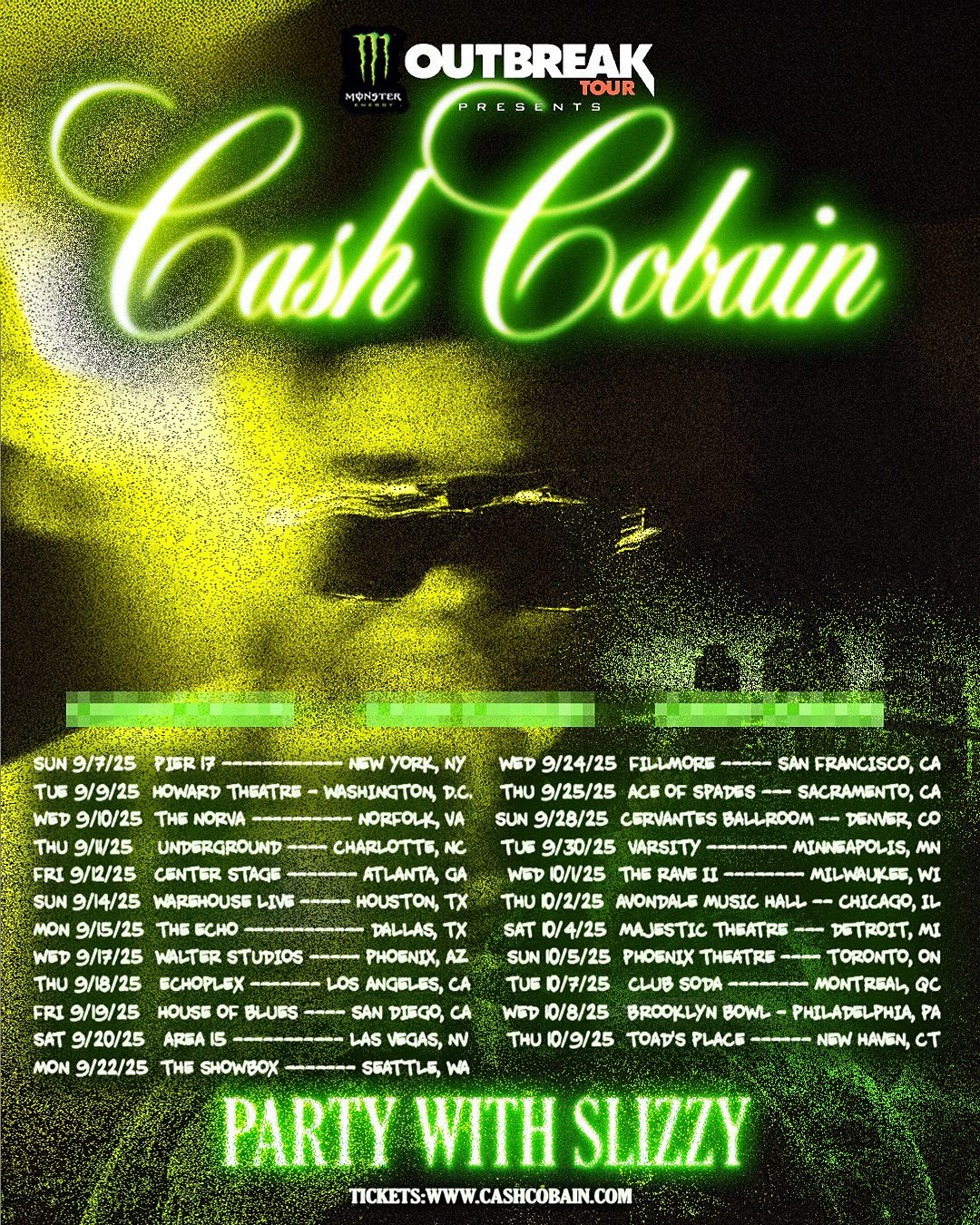 Cash Cobain Party With Slizzy Tour Poster 2025